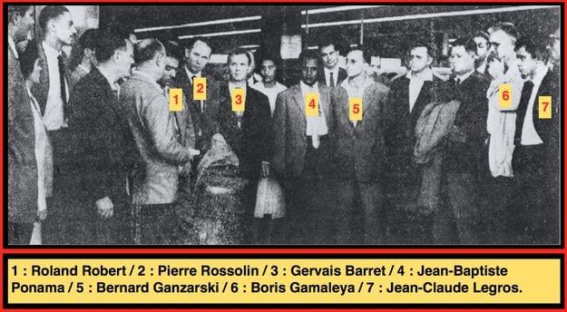 6 septembre 1961 : arrivée à l'aéroport d'Orly des exilés victimes de l'ordonance Debré. Ils sont accueillis par des Réunionnais progressistes et solidaires de la région parisienne, dont Boris Gamaleya.